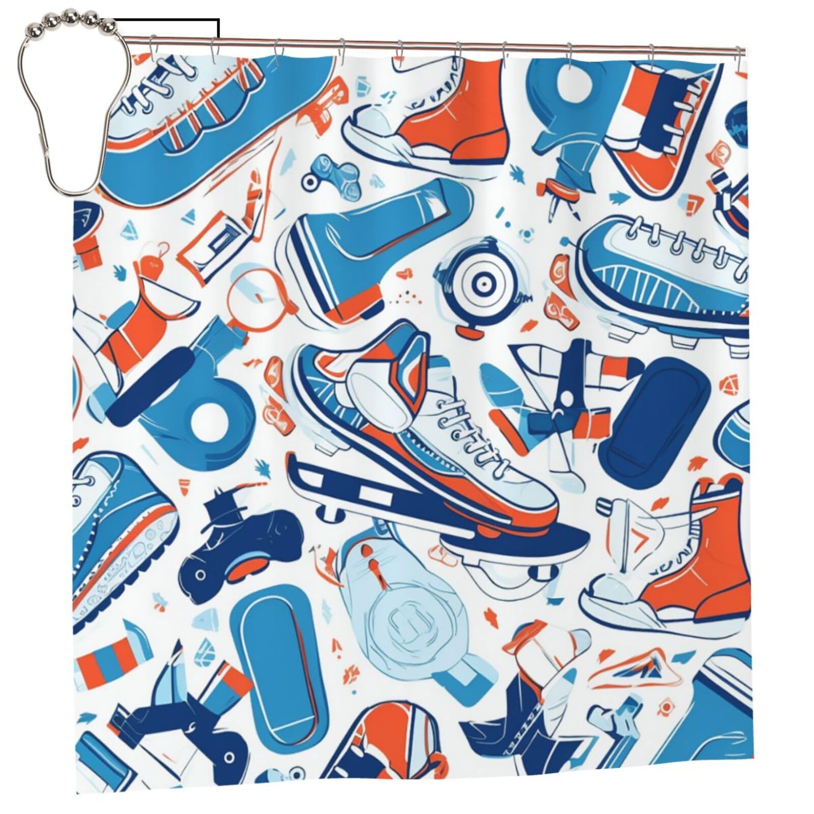 Rideau de douche imperméable hockey 183x183 cm pour le bain