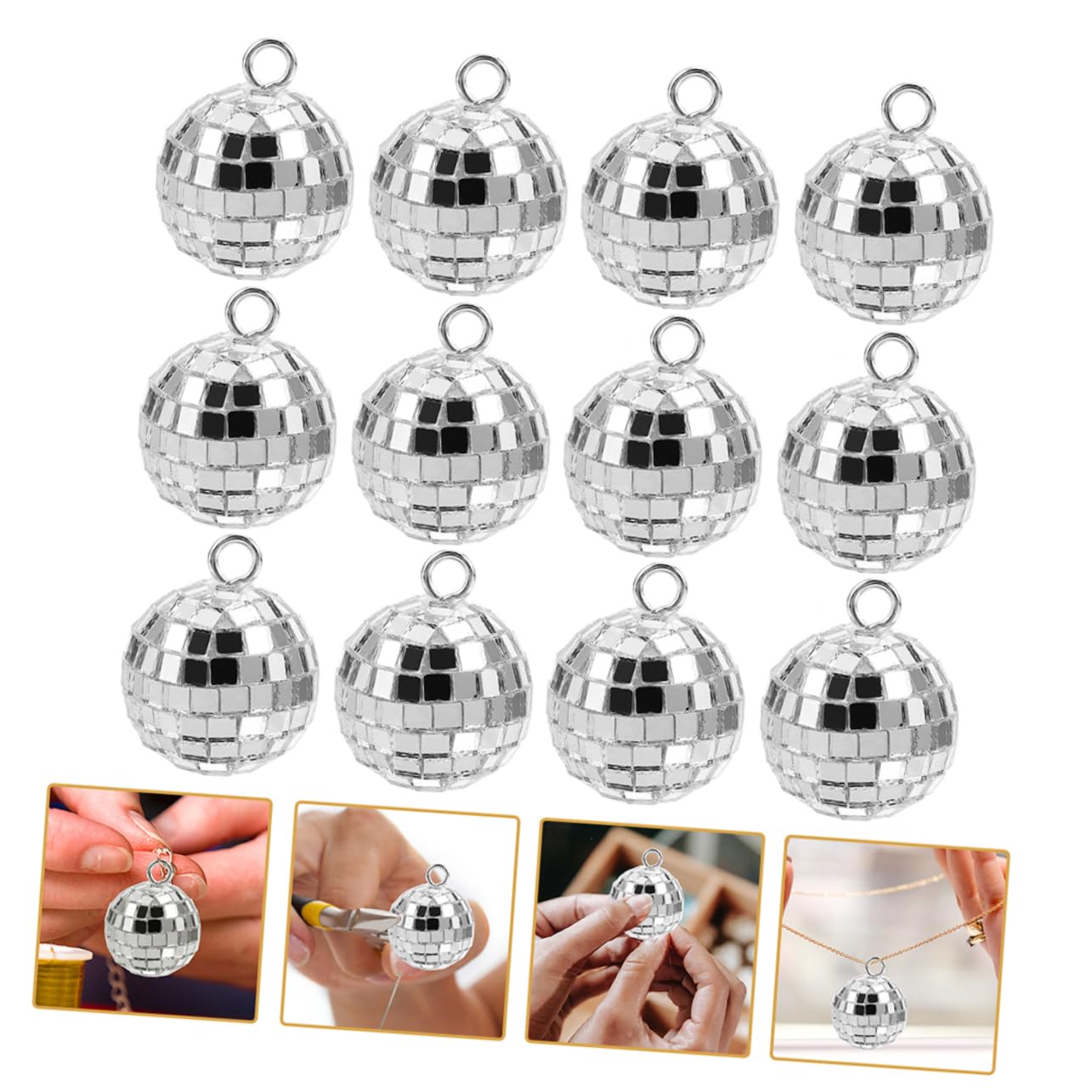 Ciieeo 120piezas Mini Disco Ball Charm Para Manualidades Diy Colgantes De Bola De Discoteca Para Joyería Accesorios Coloridos Para Creaciones De Collares y Llaveros
