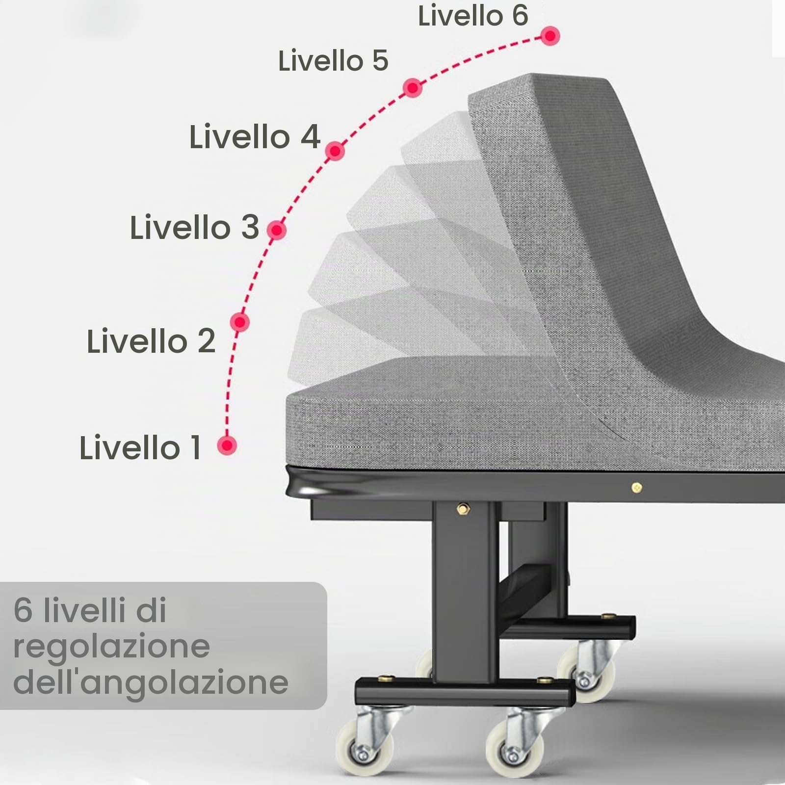 Letto Brandina Pieghevole con Materasso, 70x190cm Letto a Scomparsa, Letto Pieghevole Portatile con Struttura Resistente E 8 Ruote Girevoli