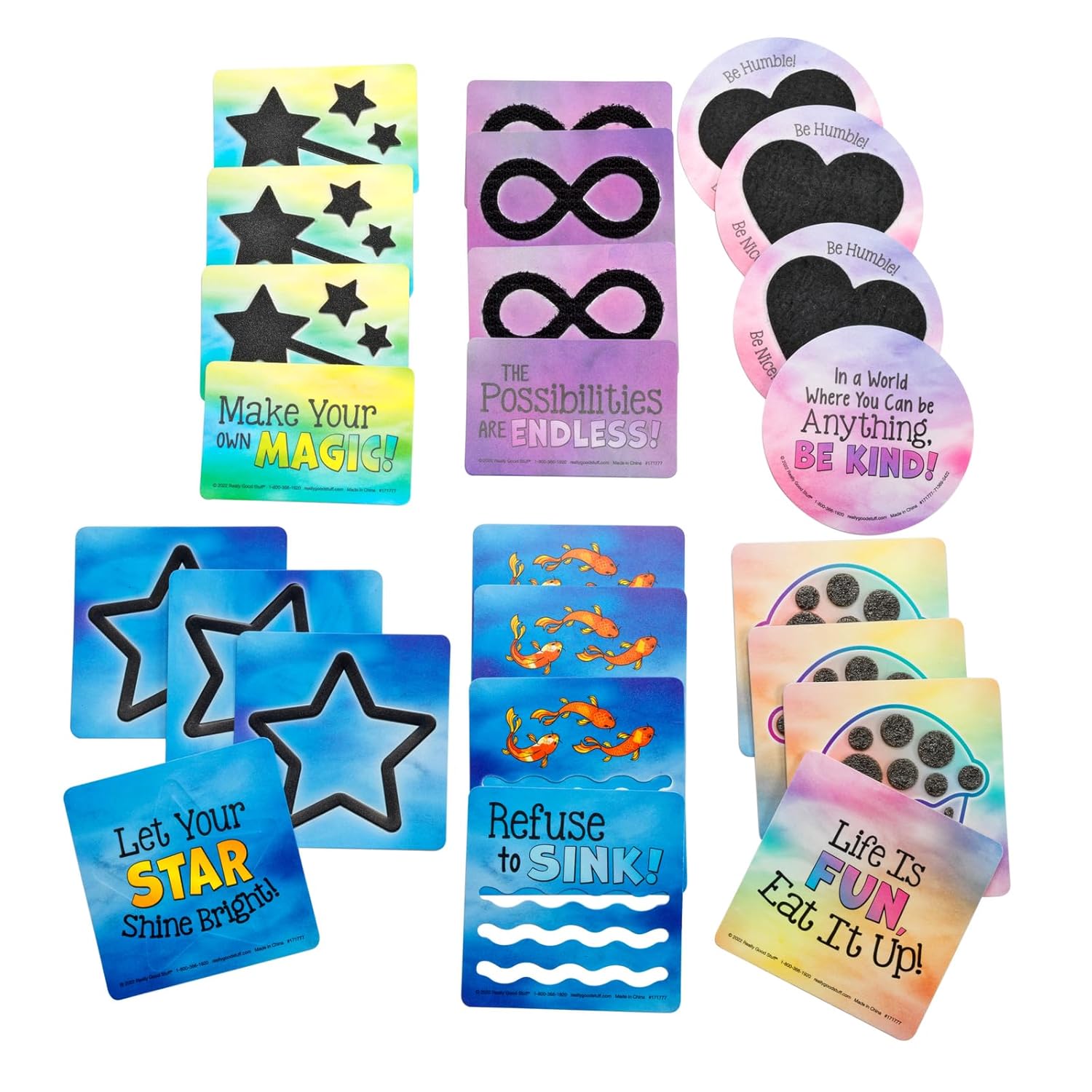 Really Good Stuff Inspirational Sensory Cards 24PK - Social-Emotional Learning - SEL for The Home and Classroom - Sensory - Fidget