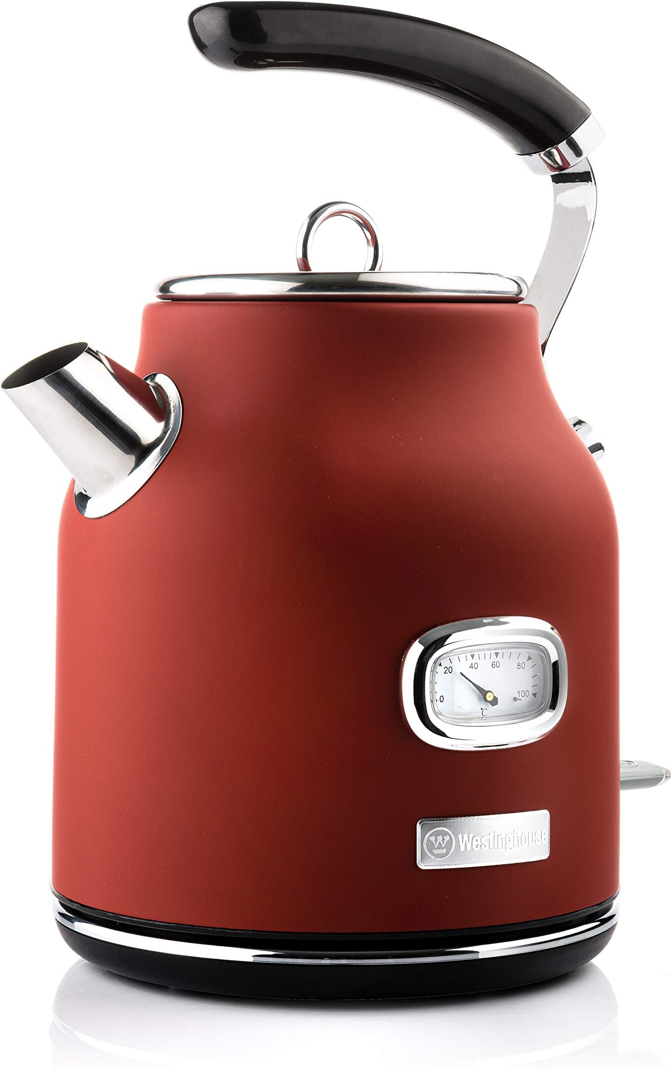 Westinghouse Retro Kettle - 1.7 Liter Electric Kettle - Fast Boil - Water Boiler For Hot Drinks - Quiet Boil & Detachable Filter - 2200W Red Kettle
