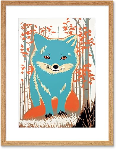 Vista 12 de Artery8 Cute Blue Fox Forest Glade Landscape Bright Woodland Baby Animal Kids Bedroom Unframed Art Print Poster Wall Decor 12x16 inch