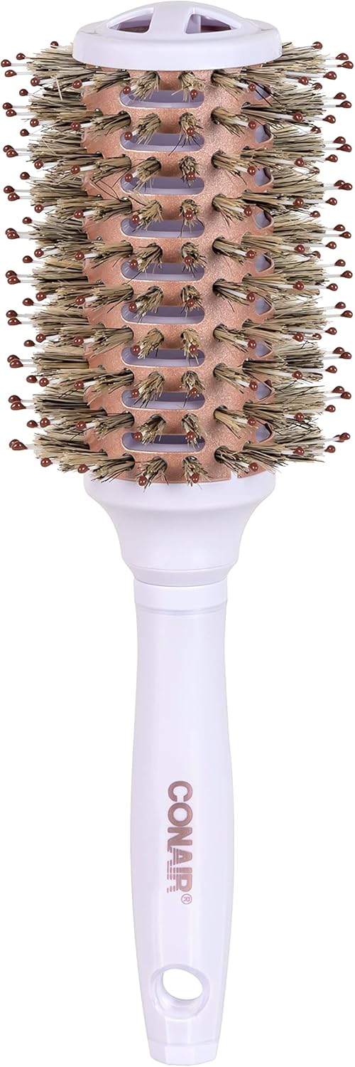 Conair Double Ceramic Vented Boar Round Blow Drying Brush For Women