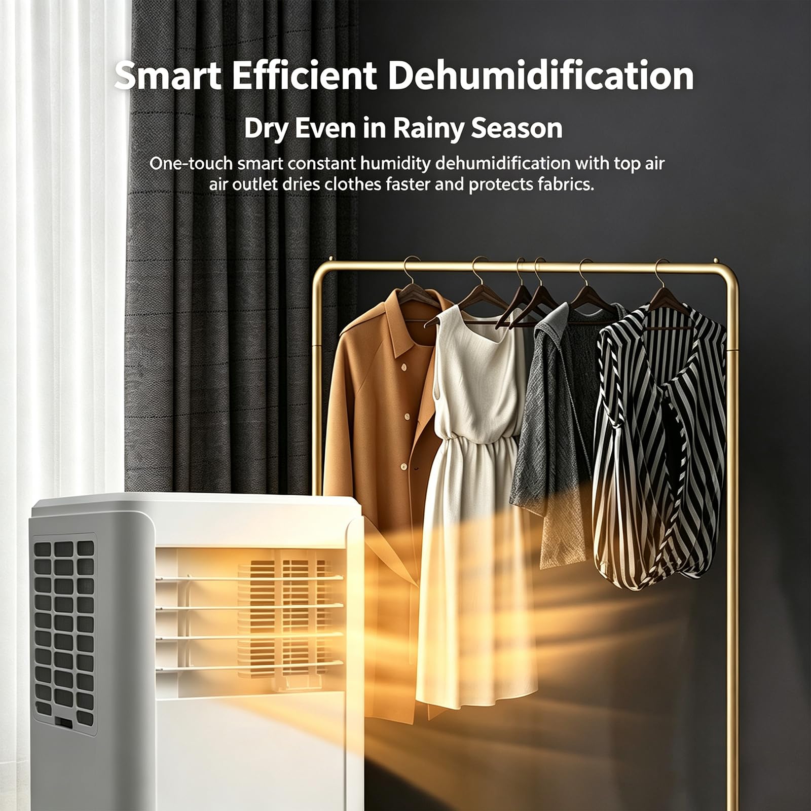 Climatiseur portable 14000 BTU – Modes de refroidissement, déshumidification et ventilateur 4 en 1, télécommande au sol pour la maison et le bureau, chauffage et refroidissement 12 000 btu