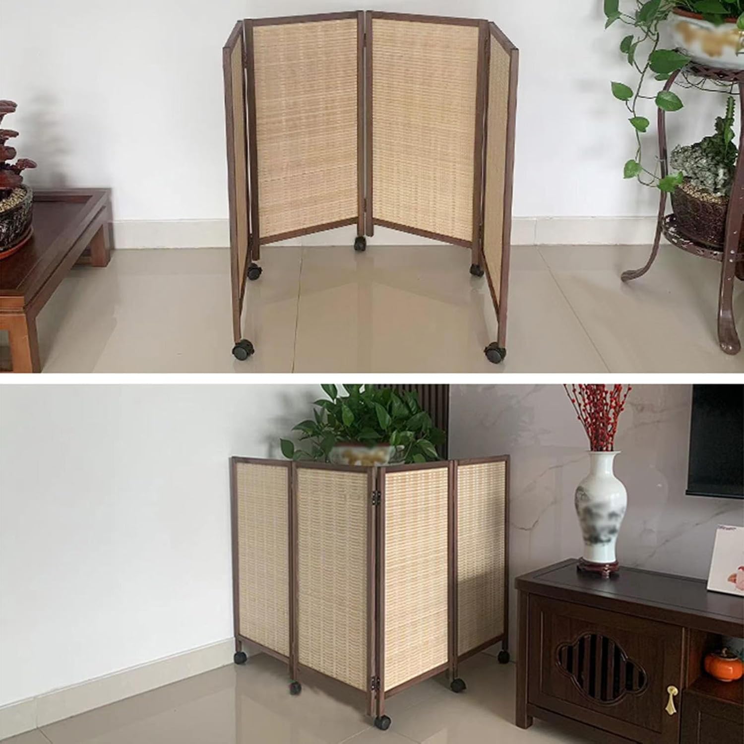 3連スクリーン 幅1885×奥行476×高さ1803mm キャスター脚 折りたたみスクリーン パーテーション  TRI-1818（商品番号：18-tri-1818）の通販 | オフィス家具通販サイトのLOOKIT(ルキット) ショートパーティションスクリーン、3/4/5パネル手編みルームディバイダー、移動簡単、教室オフィス勉強用(100x40cm-4pan