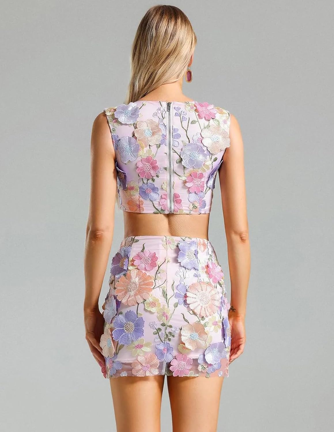 Floral Two Piece Skirt Set for Women Trendy Mini Skirt Set Tie Dye 2 Piece Set