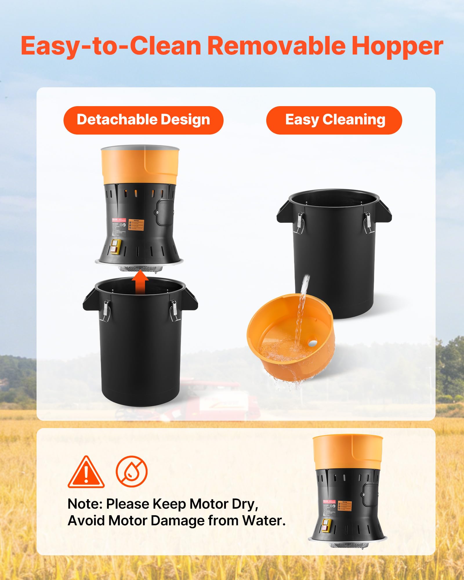 VEVOR Moulin à Grain Électrique Capacité 53 L, Broyeur à Épices 600 W Haute Puissance, pour Moudre Rapidement Grains Secs Céréales Café Maïs Poivre, Moulin à Farine avec Lames Galvanisées Tranchantes