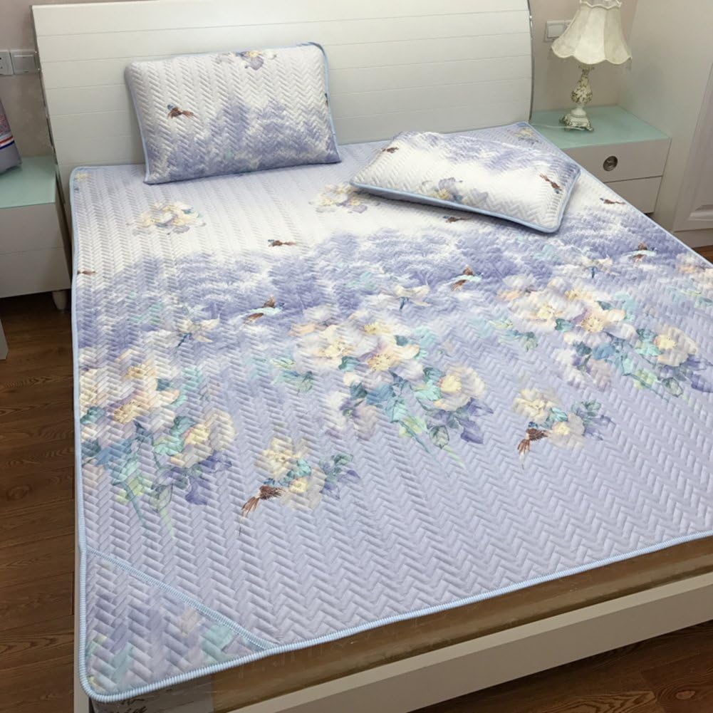 DHUANZZCA Summer Tencel Air Conditioning Soft Seat/Ice Silk Mat/Washable Washing Machine Wash Clothes-E Queen1