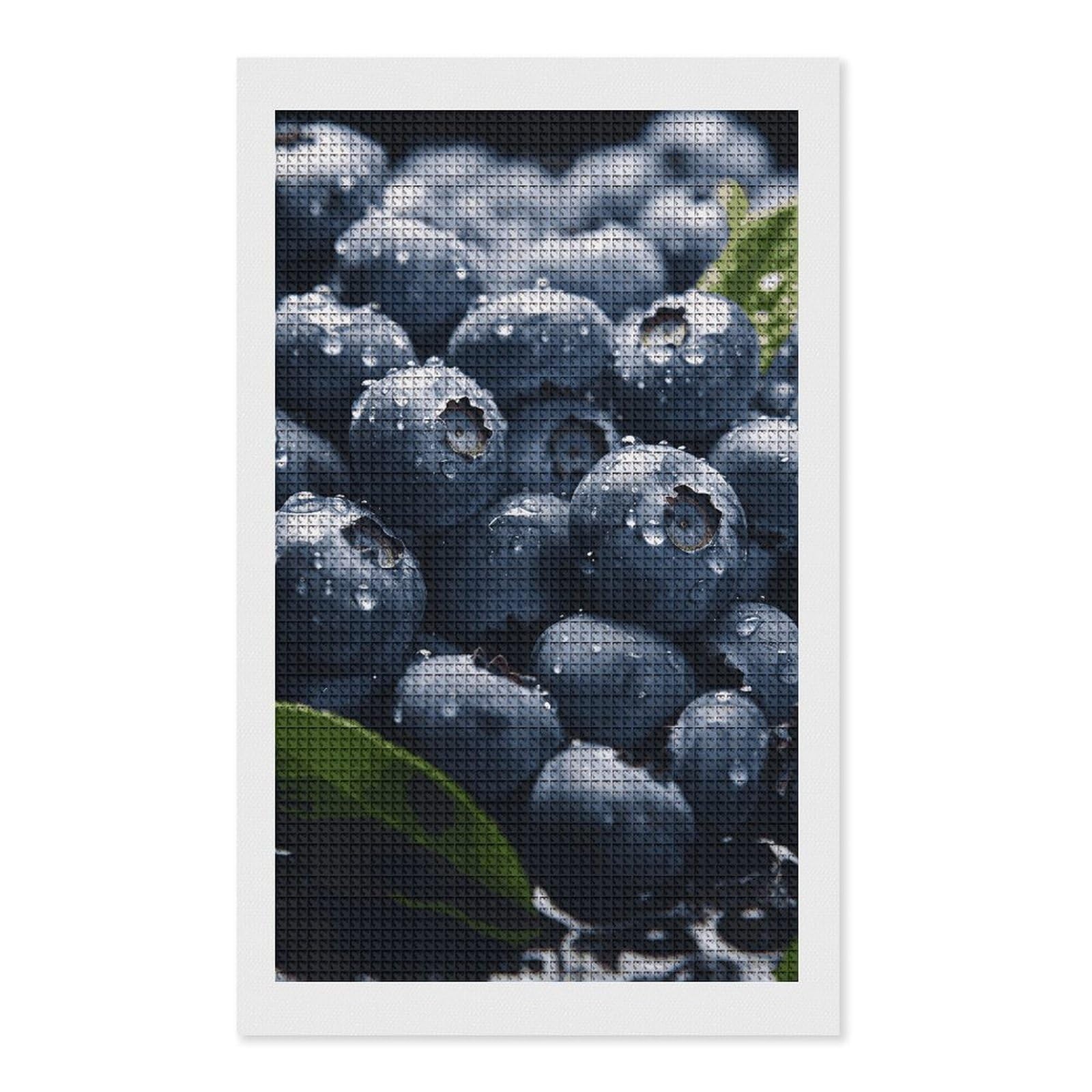 Delicious Blueberry Diamond Art Kits for Adults, DIY 5D Diamonds Painting Kits for Beginner, Round Full Drill Diamond Dots Painting, 12"x20" Diamonds Pictures Gem Art and Crafts Wall Decor