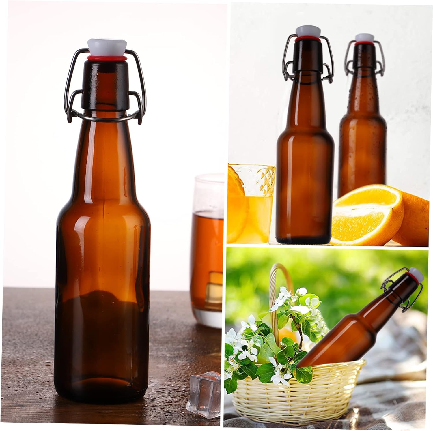 Cabilock 2pcs Glass Beer Bottles Buckle Closure Household Sealing Container for Liquids