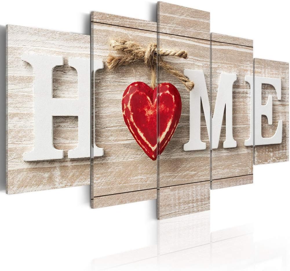 Abstract Painting Modern Canvas Wall Art Decor 5 Pieces Print Red Heart HD Picture Bedroom Living Room Framed Ready to Hang Home House of Love