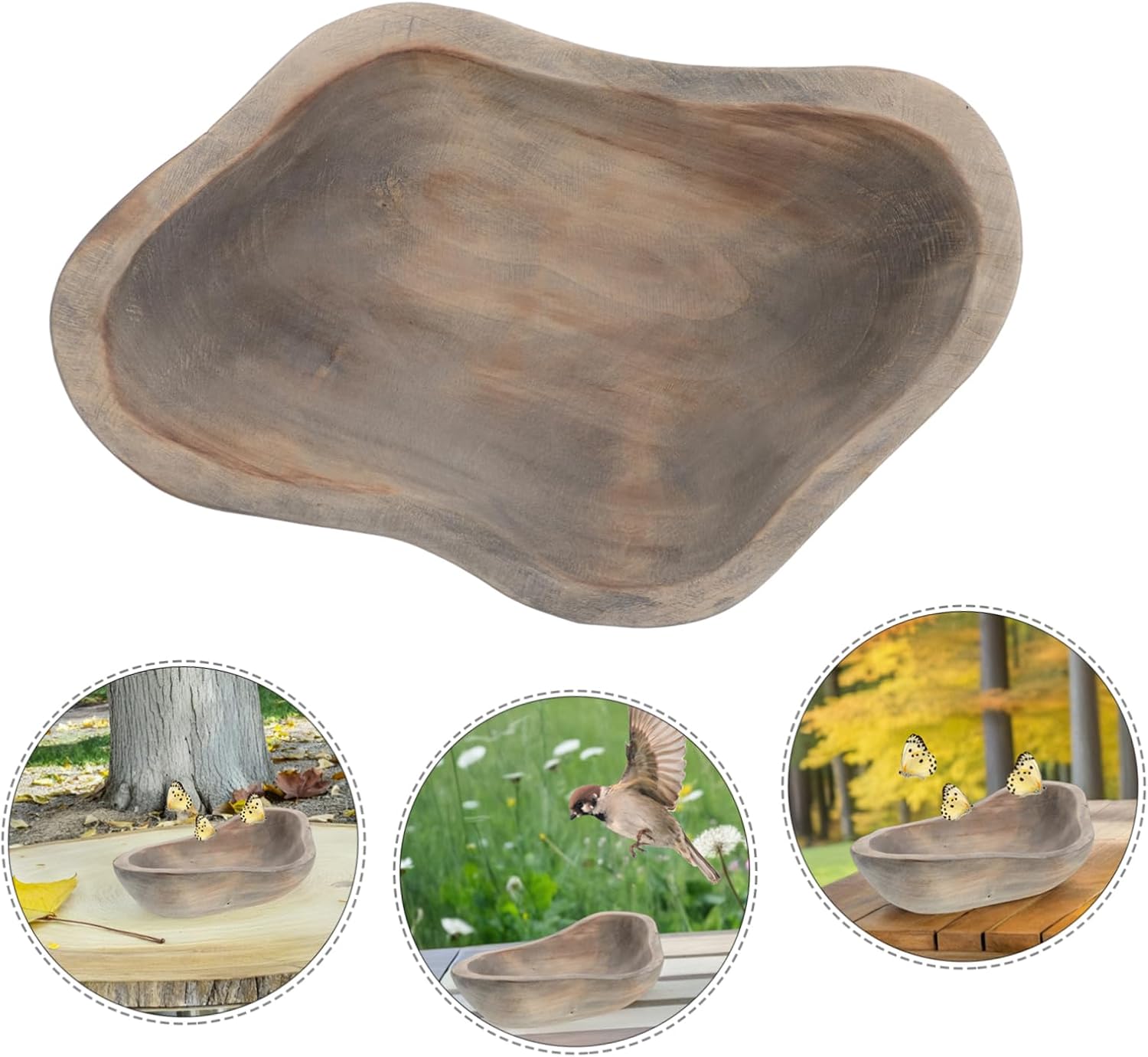 ORFOFE Watering Station Natural Wooden Butterfly Feeder Hummingbird Bath for Outdoor Garden Decor Weather-Resistant Puddler for Birds and Wildlife Rustic Design for Courtyard Use
