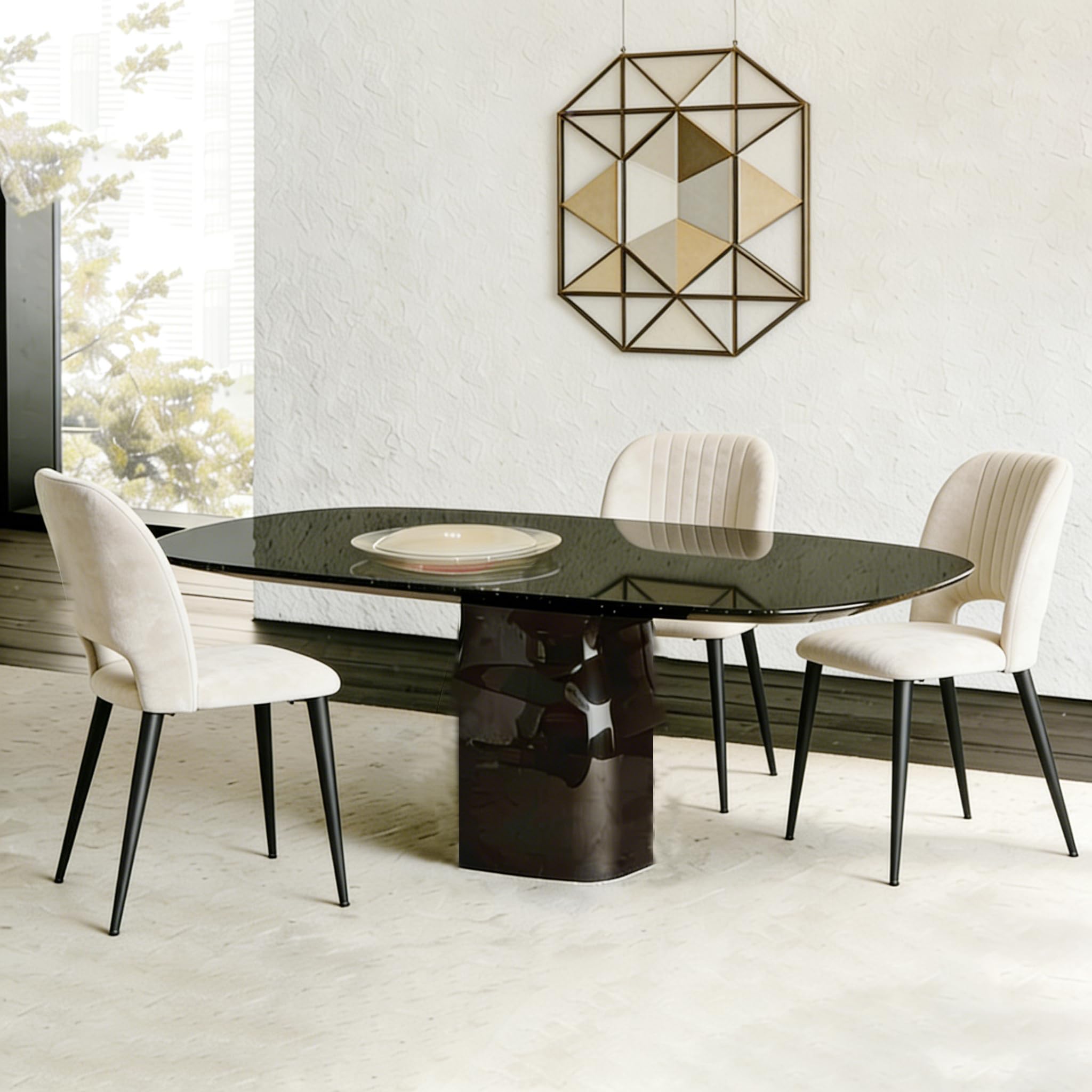 Set di 6 Sedia da Pranzo in Velluto Sedie da Cucina Sedie imbottite con schienale gambe in metallo per Sala da pranzo, Soggiorno Cucina Beige