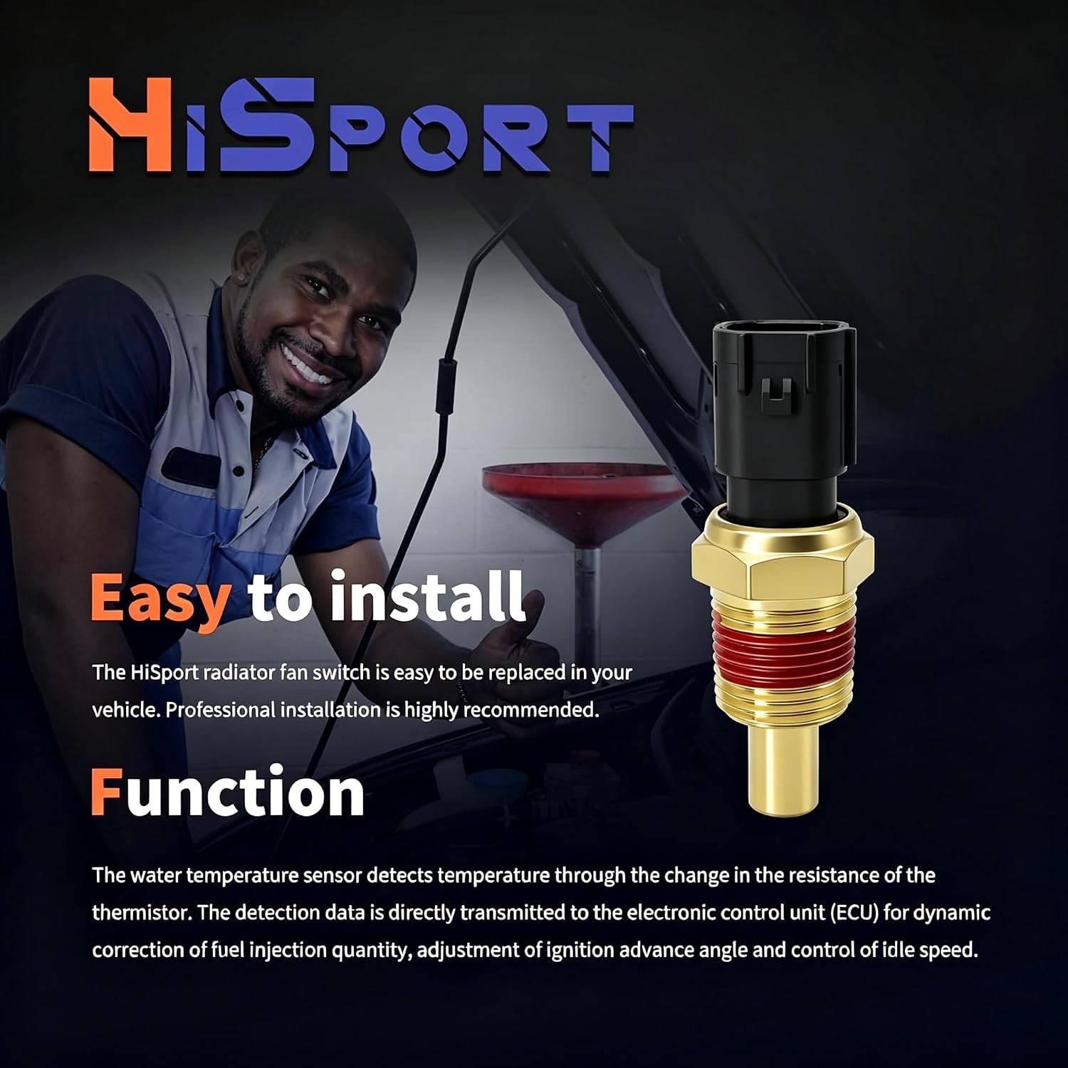 HiSport 5269870-AB Coolant Temperature Sensors Replacement for Jeep Dodge Chrysler Plymouth 300 PT Pacifica Sebring Cruiser Town & Country Caravan Ram 1500 2500 3500 Cherokee