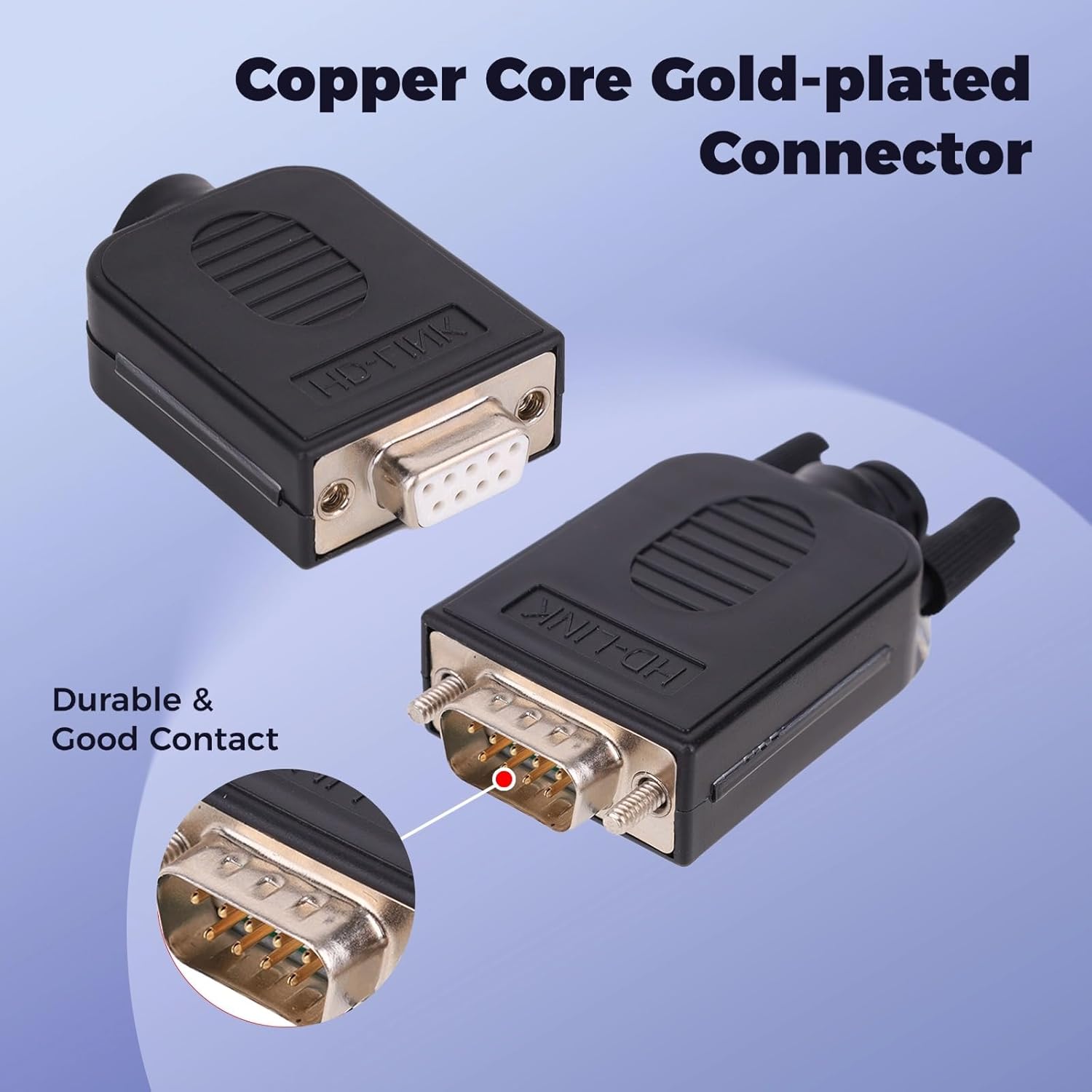 DB9 Breakout Connector, Solder-Free Male & Female 9-Pin Adapter Terminal RS232/COM Port with Screw Terminals, Case - 4 Pairs