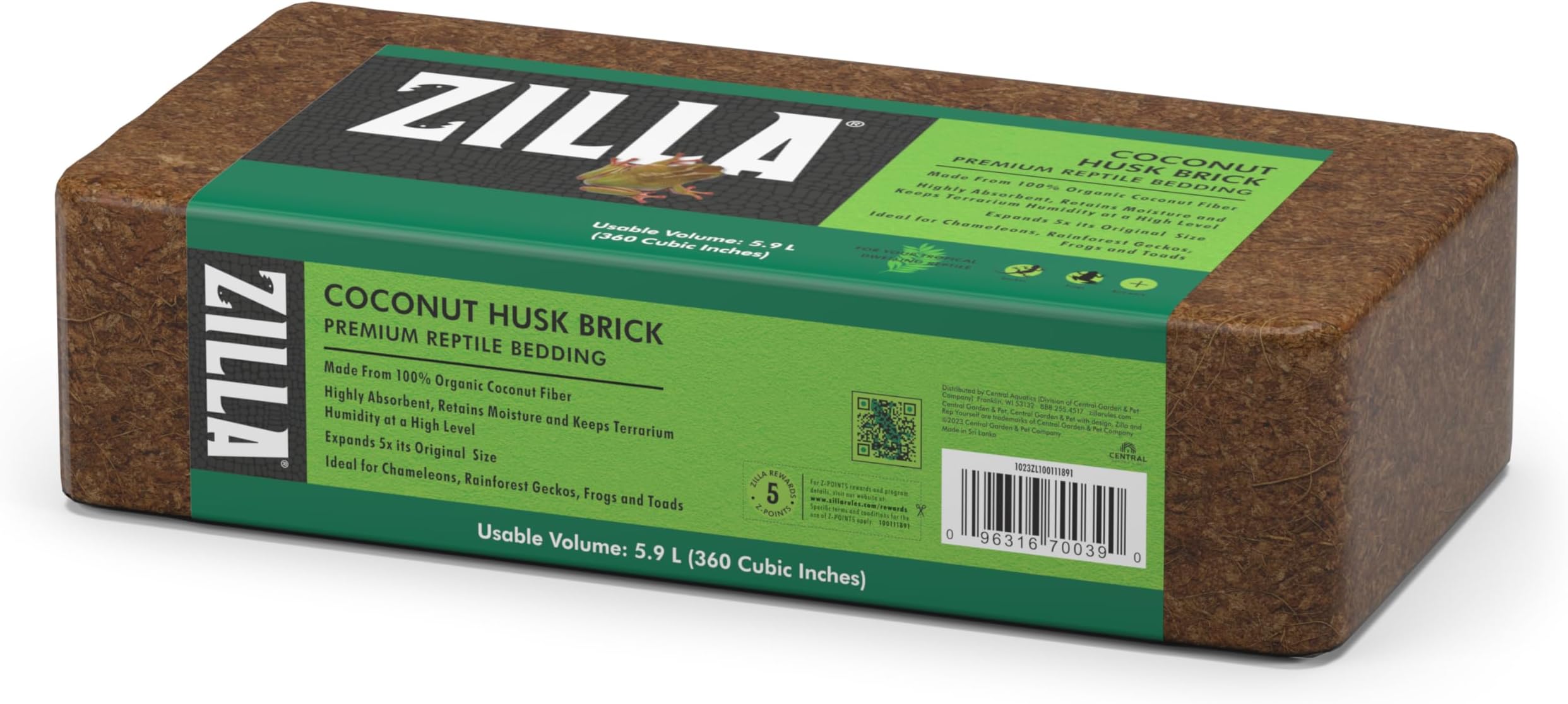 Zilla 8408 Reptile Terrarium Bedding Substrate Coconut Husk Brick Brown