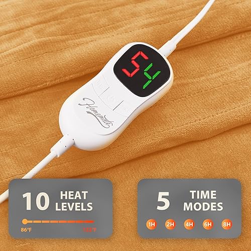 Miniatura 147 de Homemate - Manta eléctrica térmica con apagado automático en 1, 2, 4, 6 u 8 h, 10 niveles de calor, tela de franela y sherpa, protección contra 01