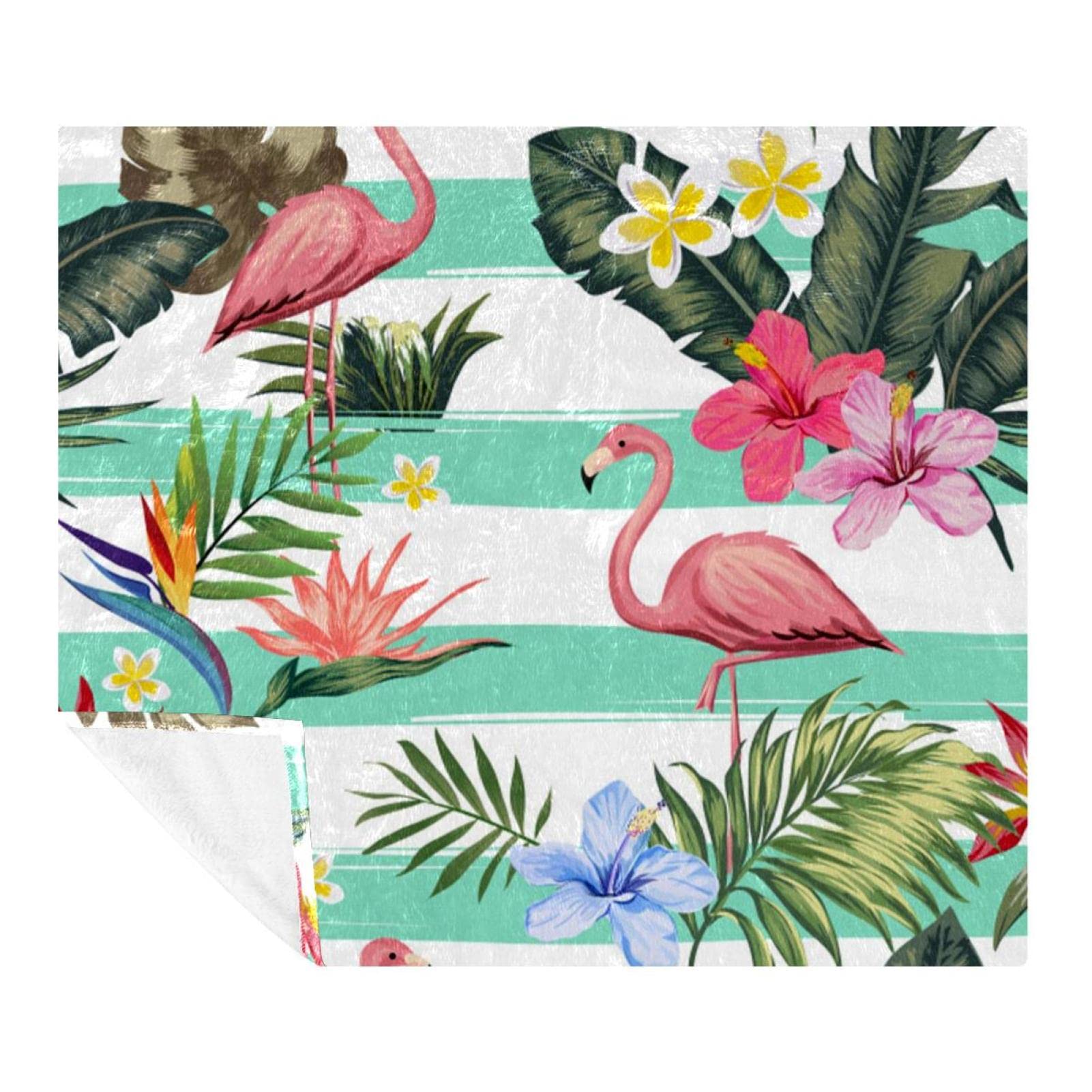 Couverture flamingo tropical 150x130 cm plaid microfibre léger lit canapé