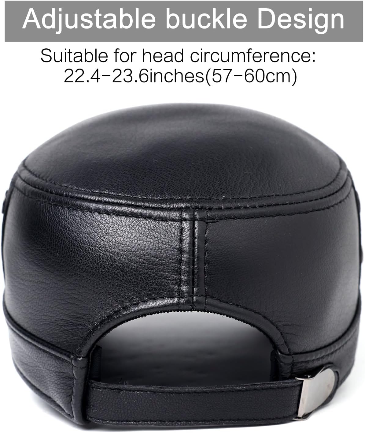 Army Cap with Goat Leather for Men, Adjustable Size Breathable Mesh Comfortable Fit, Military Style Hat Perfect for Outdoor Activities