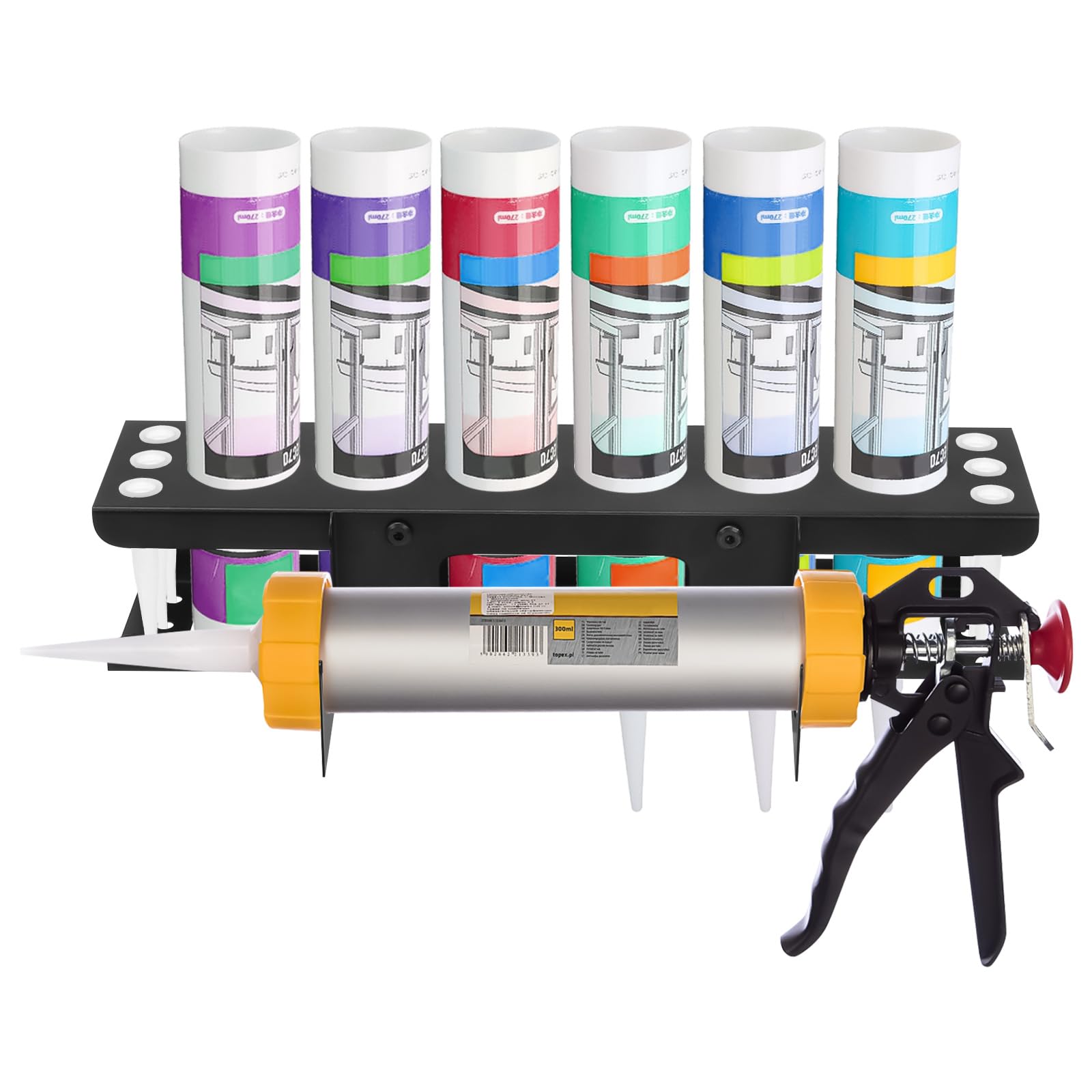 mumisuto Support Mural Cartouche Silicone,Support Cartouche Silicone Utilitaire, Rangement Outils Mural,Support De Rangement Pour Tube De Calfeutrage,Organisateur D'Outils De Calfeutrage (1pc)