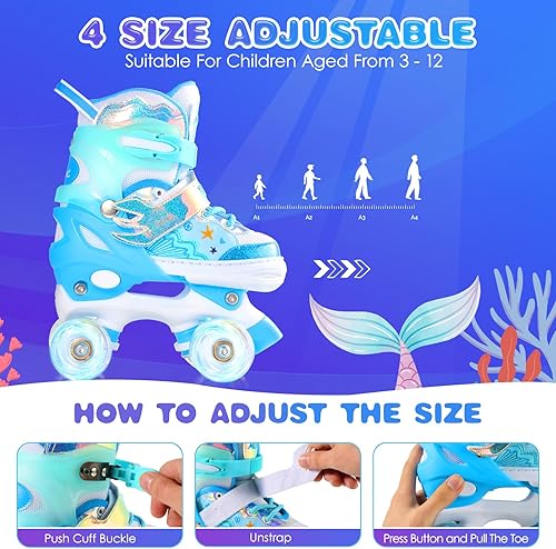 Miniatura 3 de Patines de ruedas ajustables con ruedas iluminadas para niños, principiantes, niños pequeños, patinaje al aire libre para niños, niñas, zapatos de