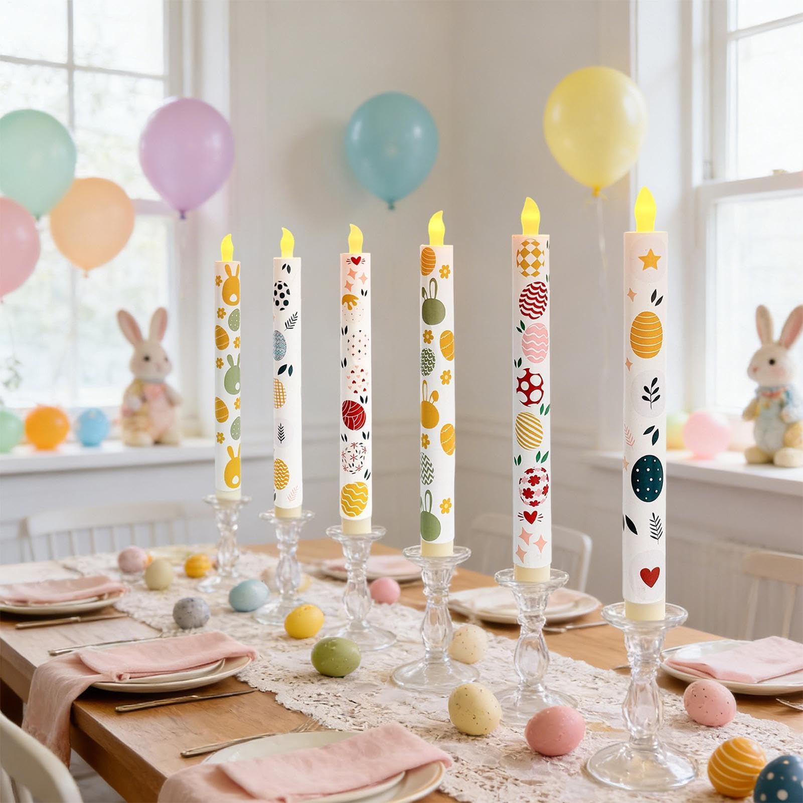 Candele coniche senza fiamma – Set di 6 candele LED a batteria, effetto fiamma tremolante, ideali per decorazioni domestiche, centrotavola, feste e caminetti