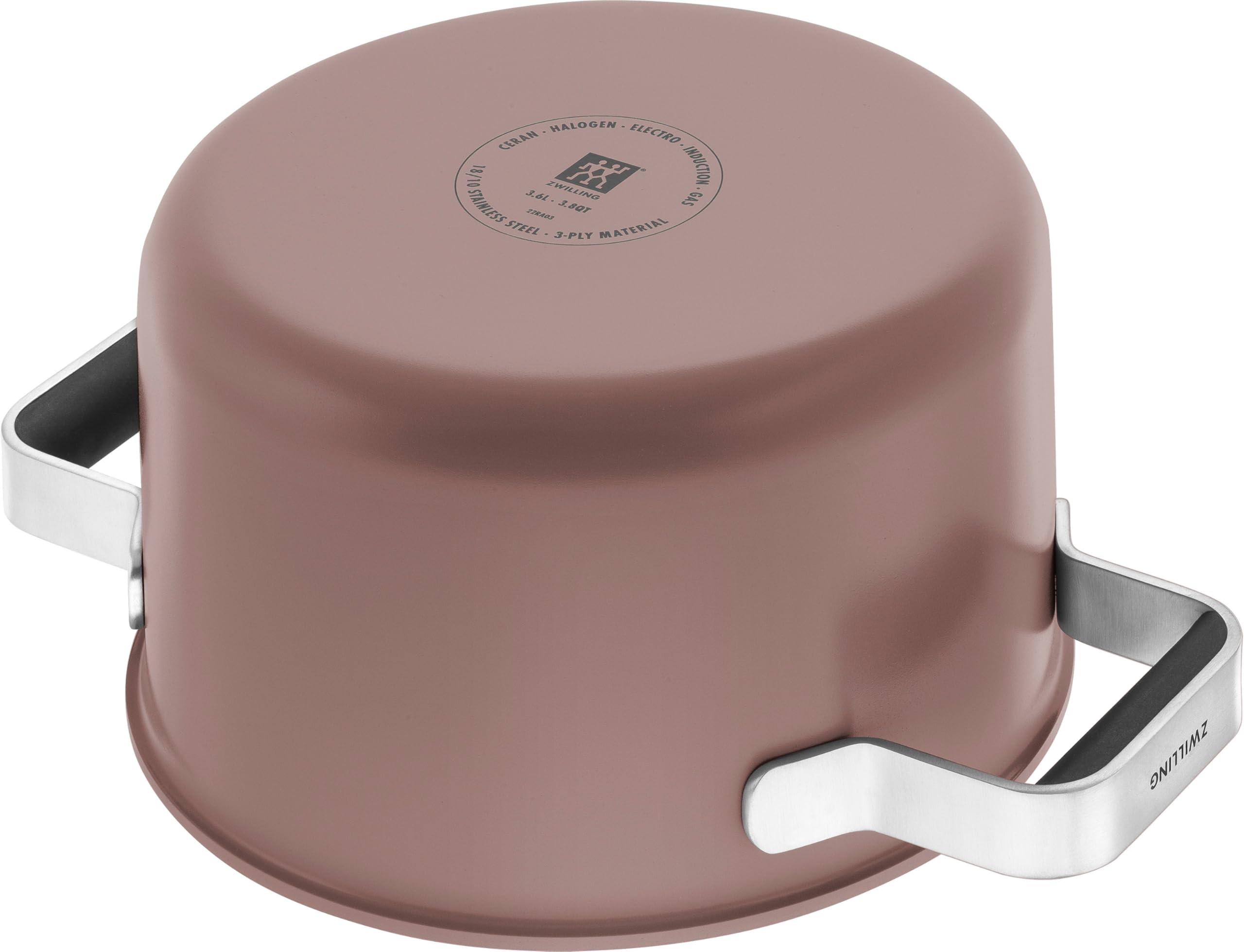ZWILLING PURE Kochtopfset, 5-tlg, 18/10 Edelstahl, Keramik-Außenbeschichtung, Stay-Cool-Griffe, Spülmaschinengeeignet, Rosé