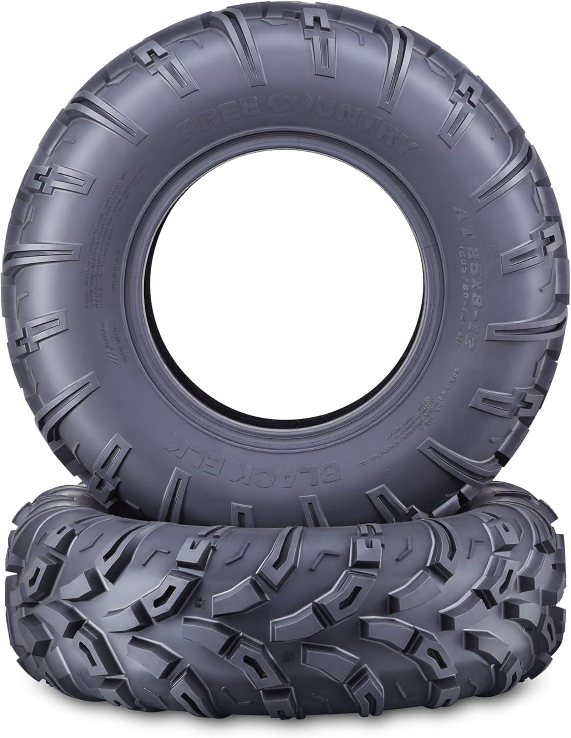 Free Country UTV ATV Tires 25X8-12 6-Ply BLACK ELK Mud 25X8X12 All Terrain 10611, Set 2