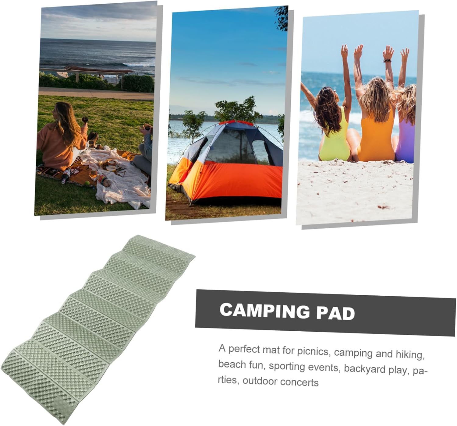 Water-Resistant Folding Camping Pad with Aluminum Coating Thick Outdoor Cushion for Hiking Picnic and Sleeping Green Mat for Comfortable Camping and Travel