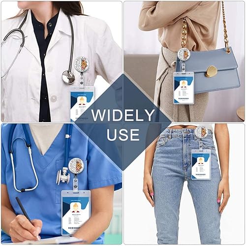 Miniatura 7 de Carrete retráctil con clip de cocodrilo giratorio, salud mental importa, diseño floral del cerebro, lindo soporte para identificación de enfermera