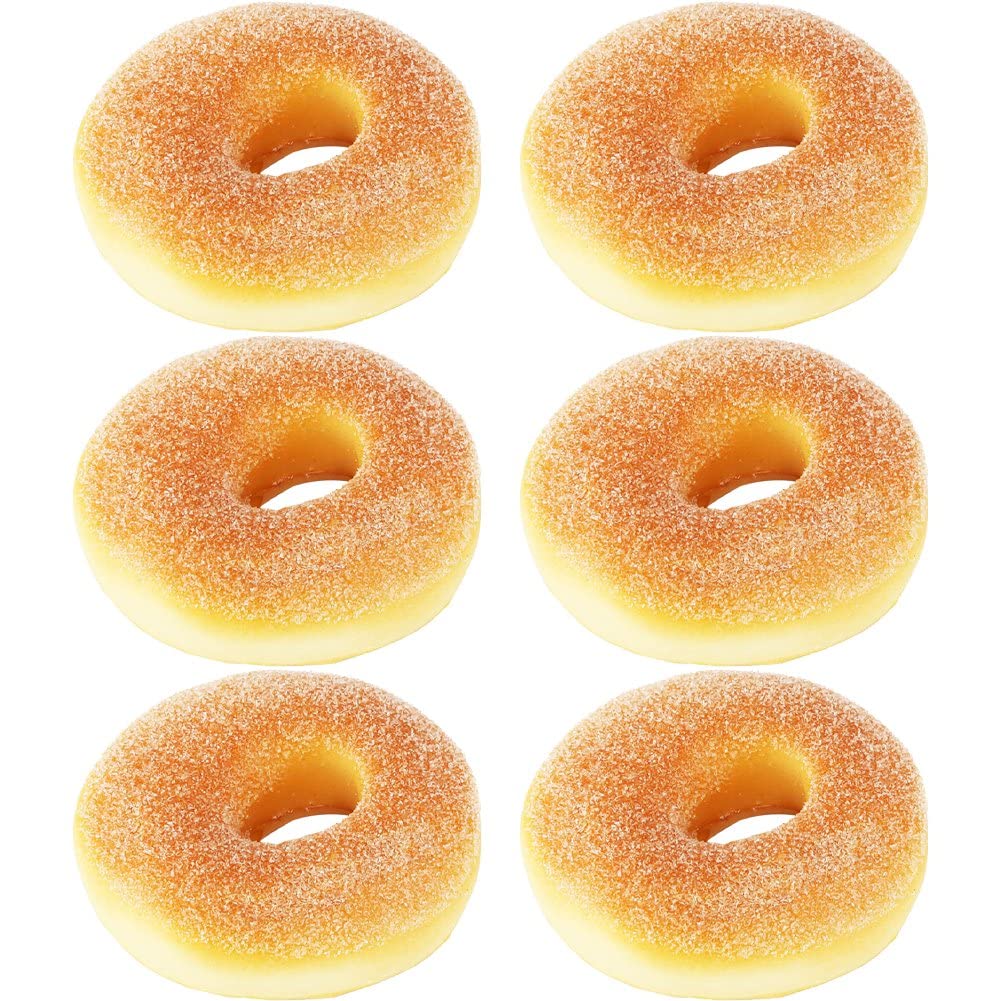Sanfly 6 Pcs Cute Artificial Bread Fake Doughnut Food Model Simulation Cakes Desserts Kitchen Prop Decoration