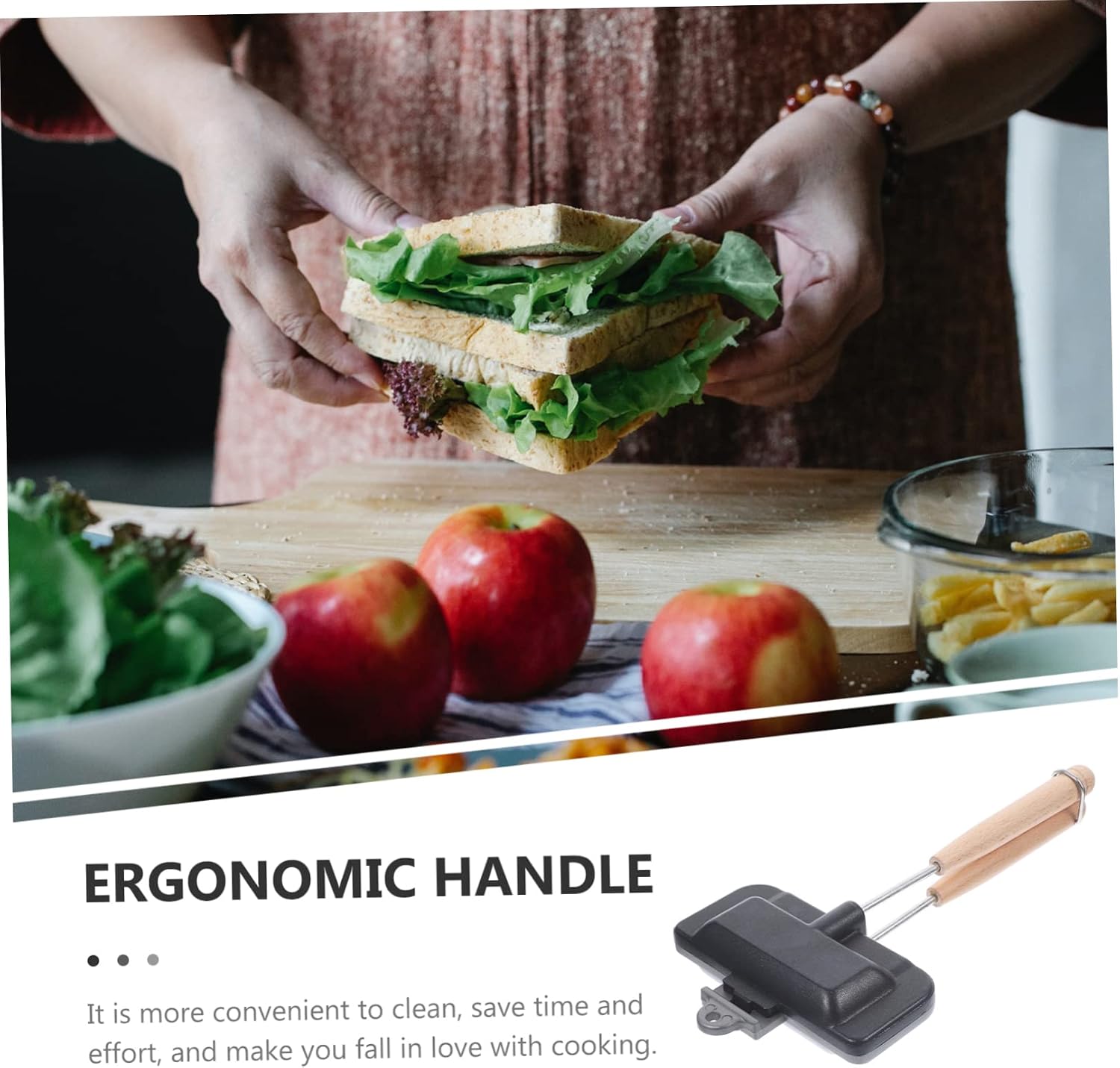 Practical Sandwich Frying Pan Kitchen Sandwich Maker Household Bread Frying Pan Non-stick Double-sided Kitchen Cookware