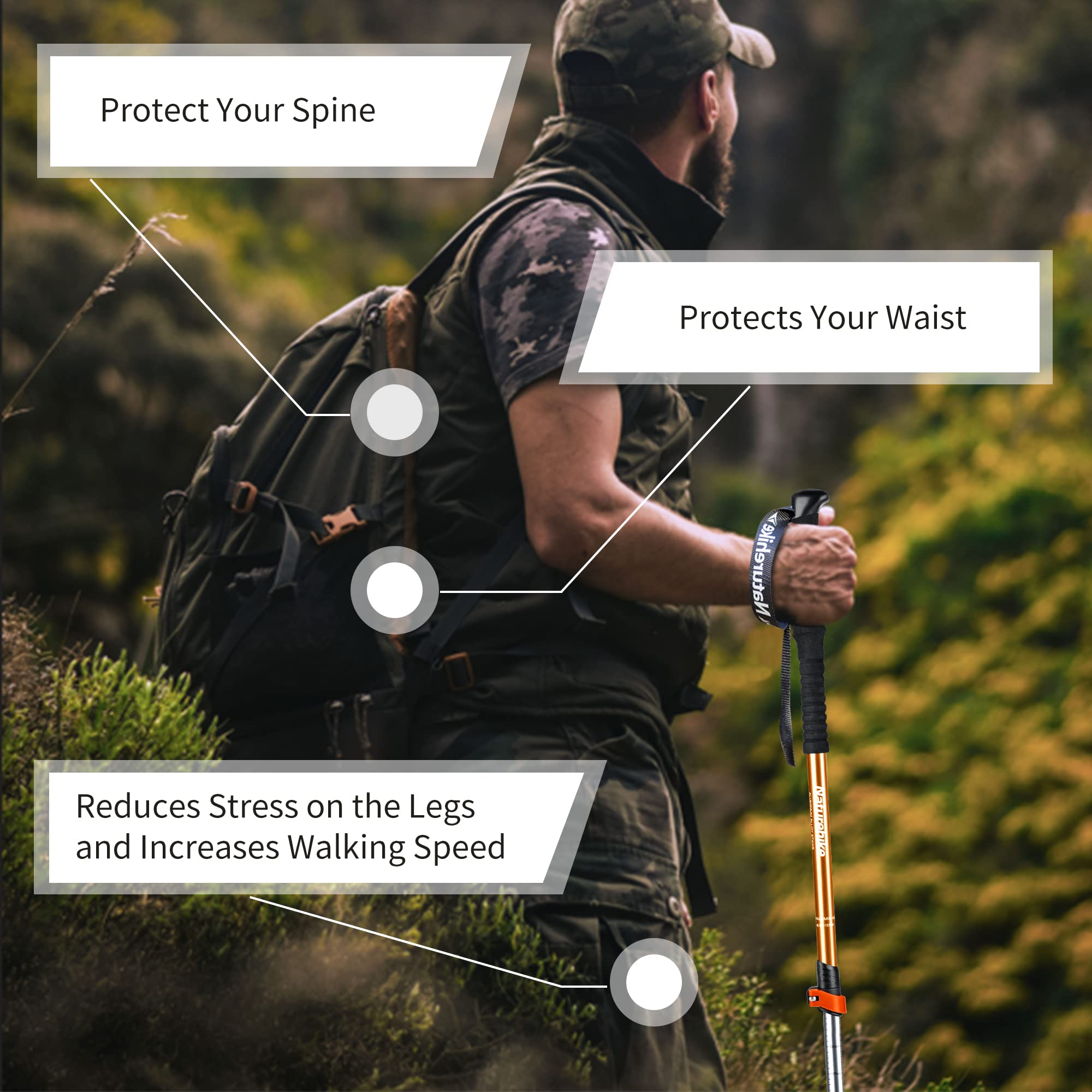 Bastoncini Da Trekking Pieghevoli Naturehike – Alluminio 6061, Regolabili 61-135 Cm, Ultra-leggeri (255g), EVA