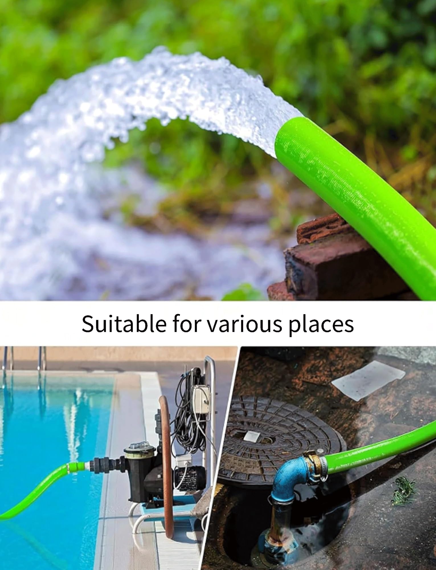 Tubo de manguera para descarga en plano, Manguera de descarga Layflat for bomba sumidero drenaje retrolavado piscina 1,5-3 pulgadas 50-100 metros(2in,50meter)