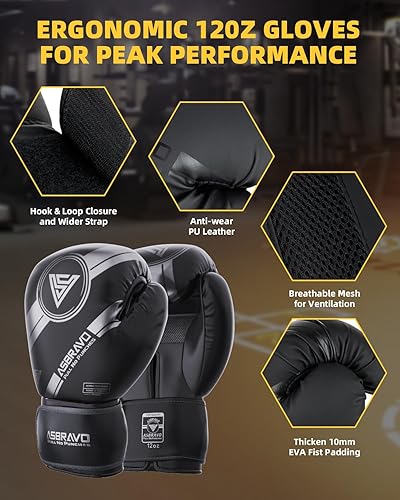 Miniatura 4 de Saco de boxeo para adultos, 4 pies Oxford Heavy Boxing Bag Set 12OZ Guantes para MMA Muay Thai Kickboxing Entrenamiento en casa, Gimnasio Marcial