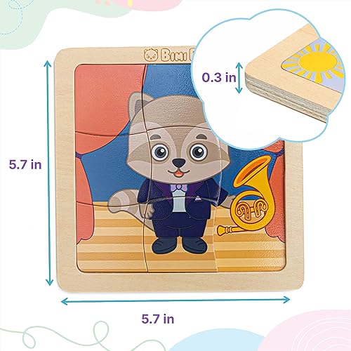 Miniatura 2 de Bimi Boo 6 juegos de rompecabezas de madera con temática de trabajo para niños pequeños de 1 a 3 años  Montessori 9 piezas para preescolares