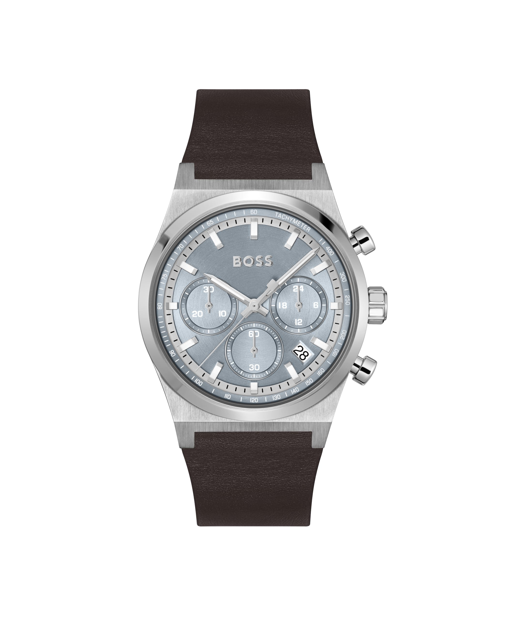 BOSS Chronograph Quartz Watch for Men CANDOR CHRONO Collection with Brown Leather Strap - 1514219