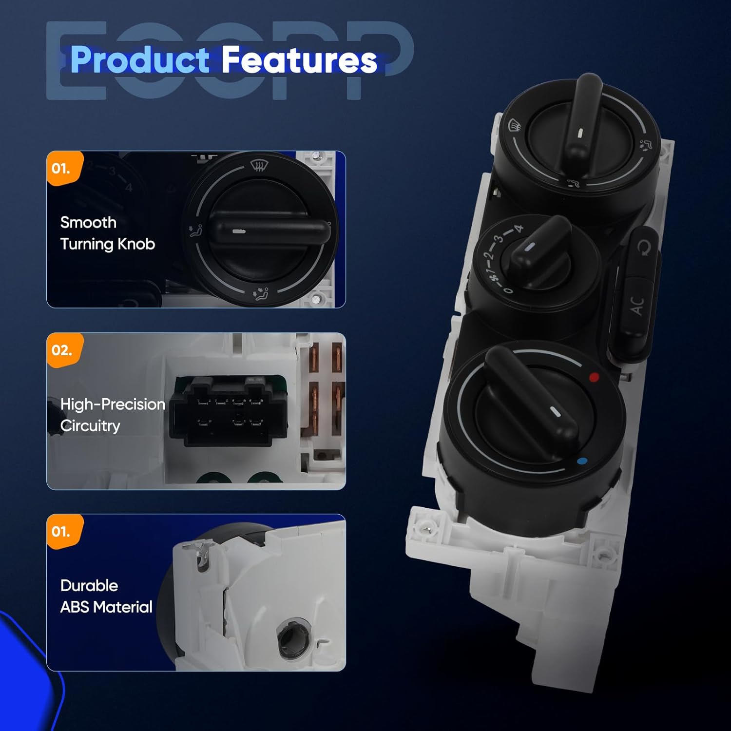 ECCPP 1J0820045F Climate Control module AC Heater Climate Control Panle Switch 1999-2007 For Volkswagen Golf 1999-2009 For Volkswagen Jetta,2000 For Volkswagen Golf,2000 For Volkswagen Passat