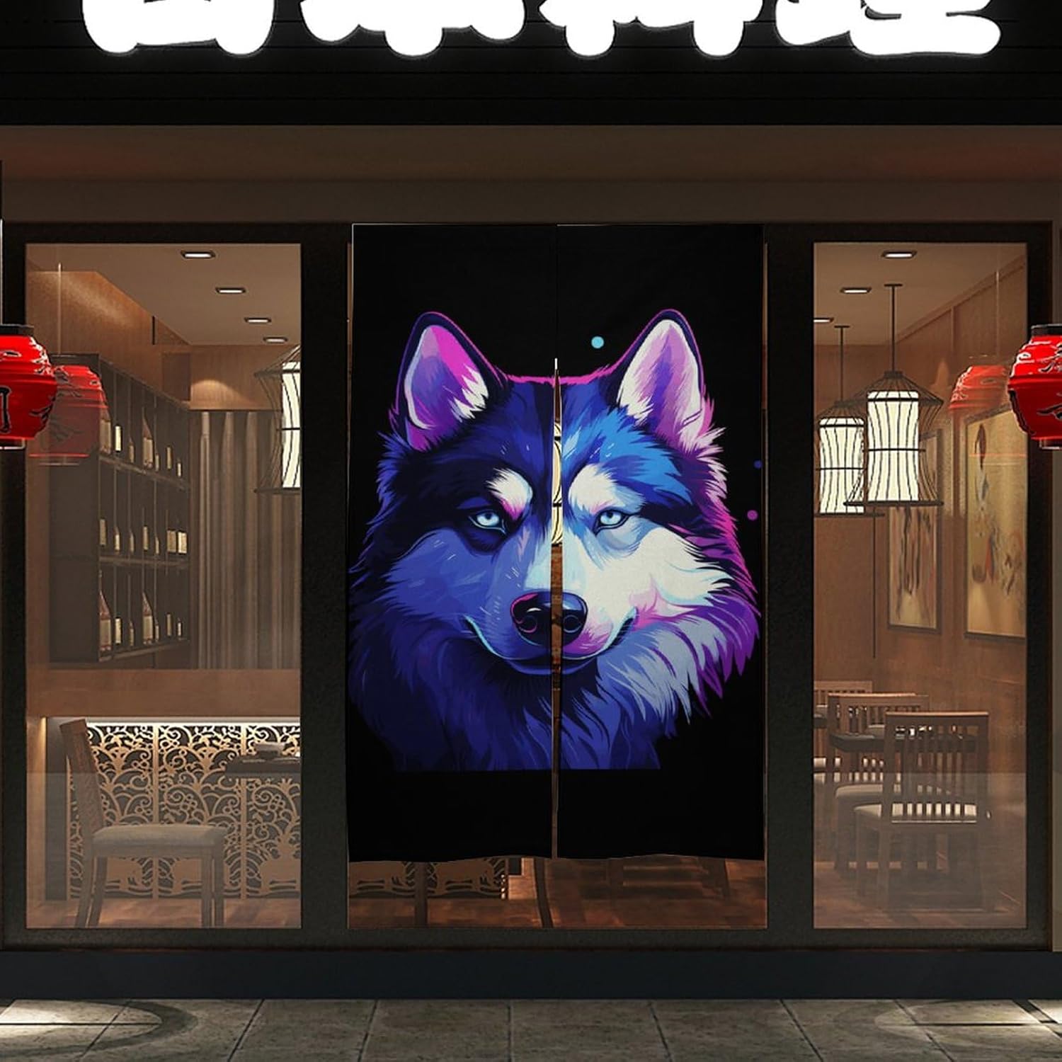 Cute Huskie Dog Door Curtain Blackout Door Cover Curtains Door Screen for Home Accessories