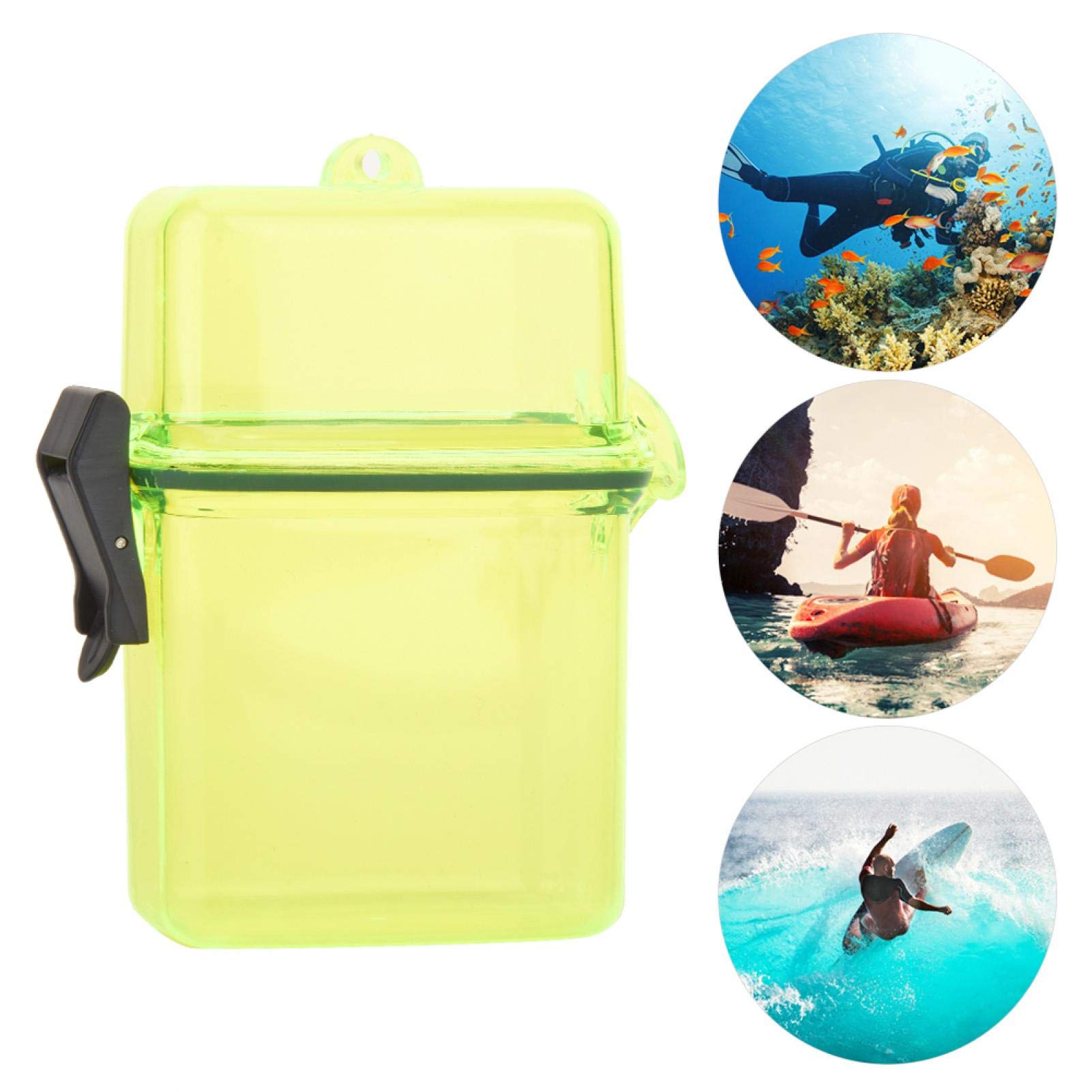 Scatola per Immersione, Contenitore Impermeabile per Immersioni, Custodia Subacquea in Plastica Trasparente con Gancio a Fune, per Piccoli Dispositivi Elettronici Portatili, Giallo