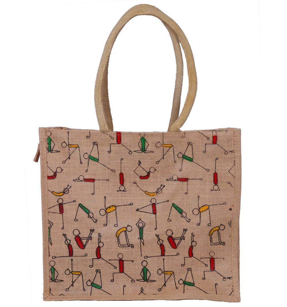 Buy India Jutes Yoga Printed Shopping Bag MultiPurpose Bag