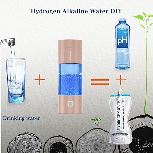 Miniatura 4 de madeking Botella de generador de agua de hidrógeno - con tecnología SPE y PEM, vaso de vidrio de agua rico en hidrógeno recargable, máquina portátil
