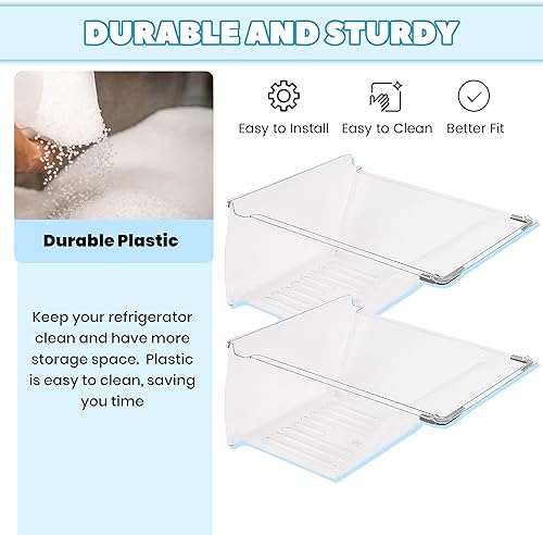 Miniatura 5 de Kojem Paquete de 2 cajones de repuesto para refrigerador 240337103 compatibles con Frigidaire Kenmore reemplazo para 240337107, 240337102,