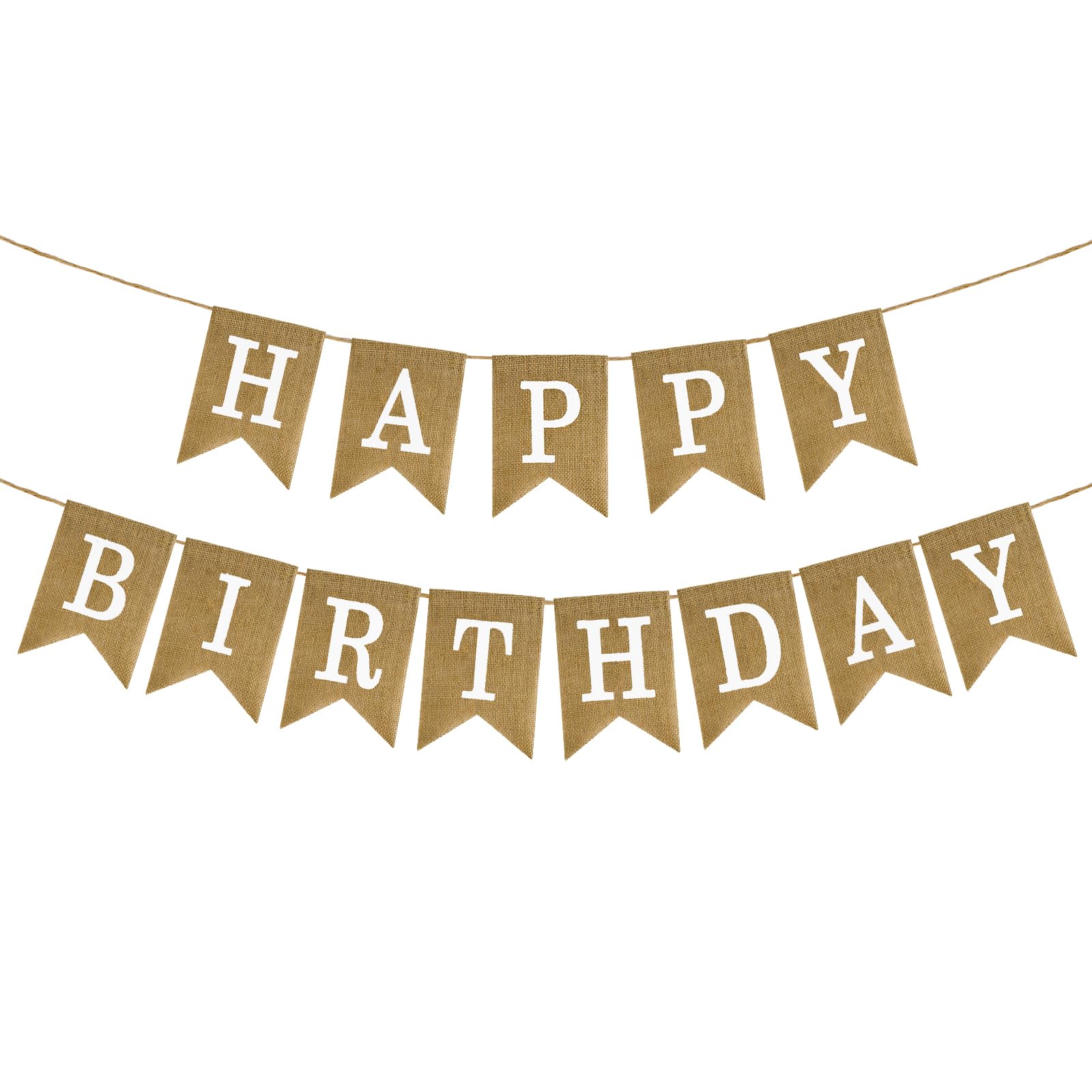 jijAcraft Happy Birthday Burlap Bunting Pre-strung: Birthday Hessian Banner