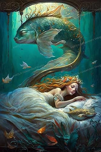 Mermaid's Dream - Kit de pintura de diamantes Perfecto para adultos y niños, decoración del hogar romántico, regalo exclusivo de vacaciones, kit de