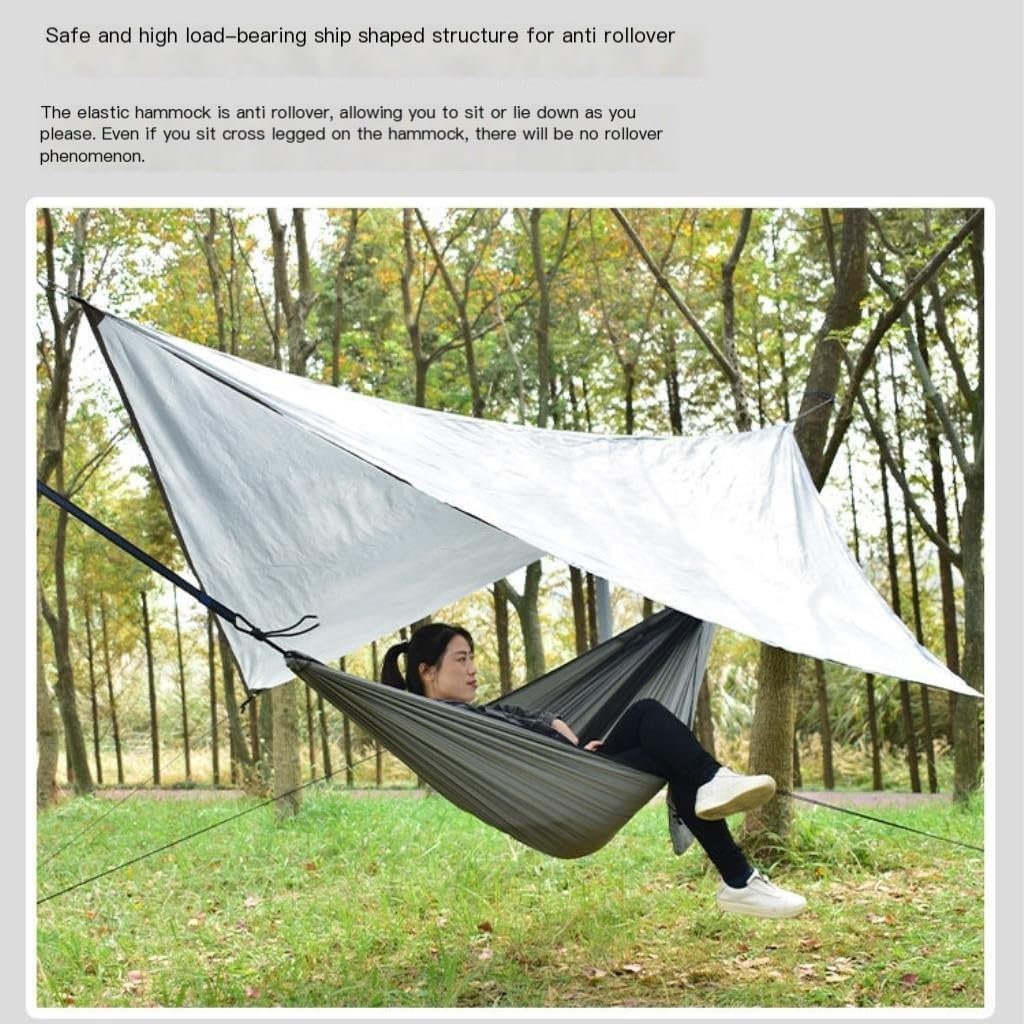 Hammock Double Canopy Mosquito Net Hammock Set Tent Parachute Cloth Camping Automatic Anti-Mosquito Mosquito Net Hammock Hammock Outdoor(C)