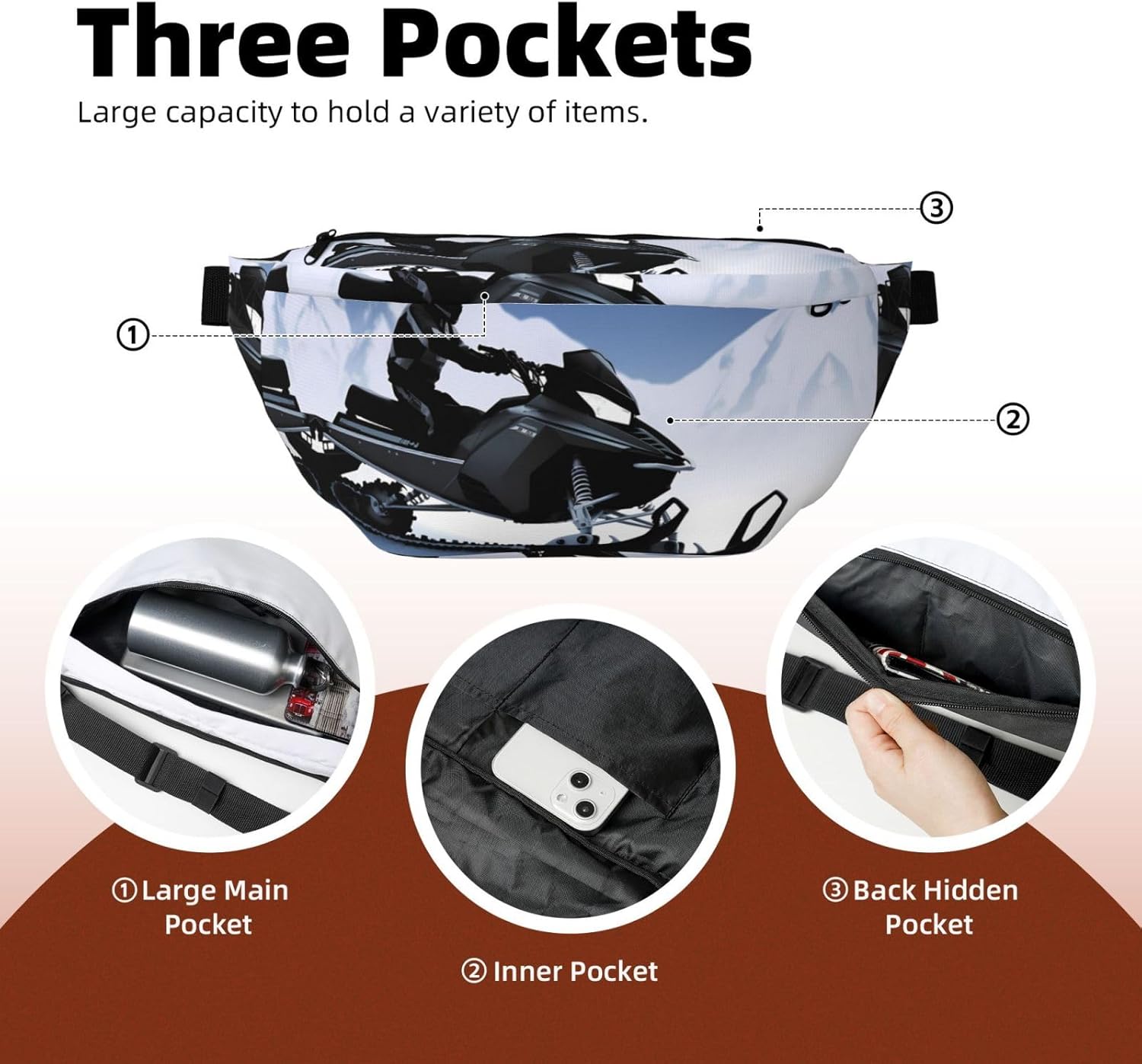 Fanny Pack for Men Women Snowmobile Belt Bag with Adjustable Strap Fashion Waist Bag Waist Pack for Travel