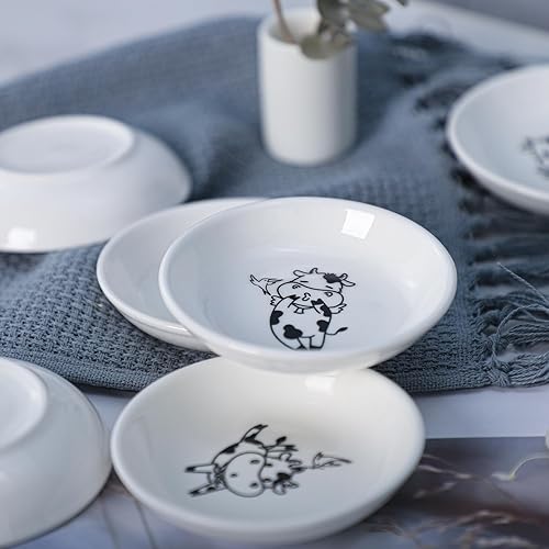 Miniatura 5 de Divertidos platos de cerámica con diseño de vaca y pájaro de caricatura, platos de condimentos, cuencos de sushi y soja, platos de aperitivo, platos