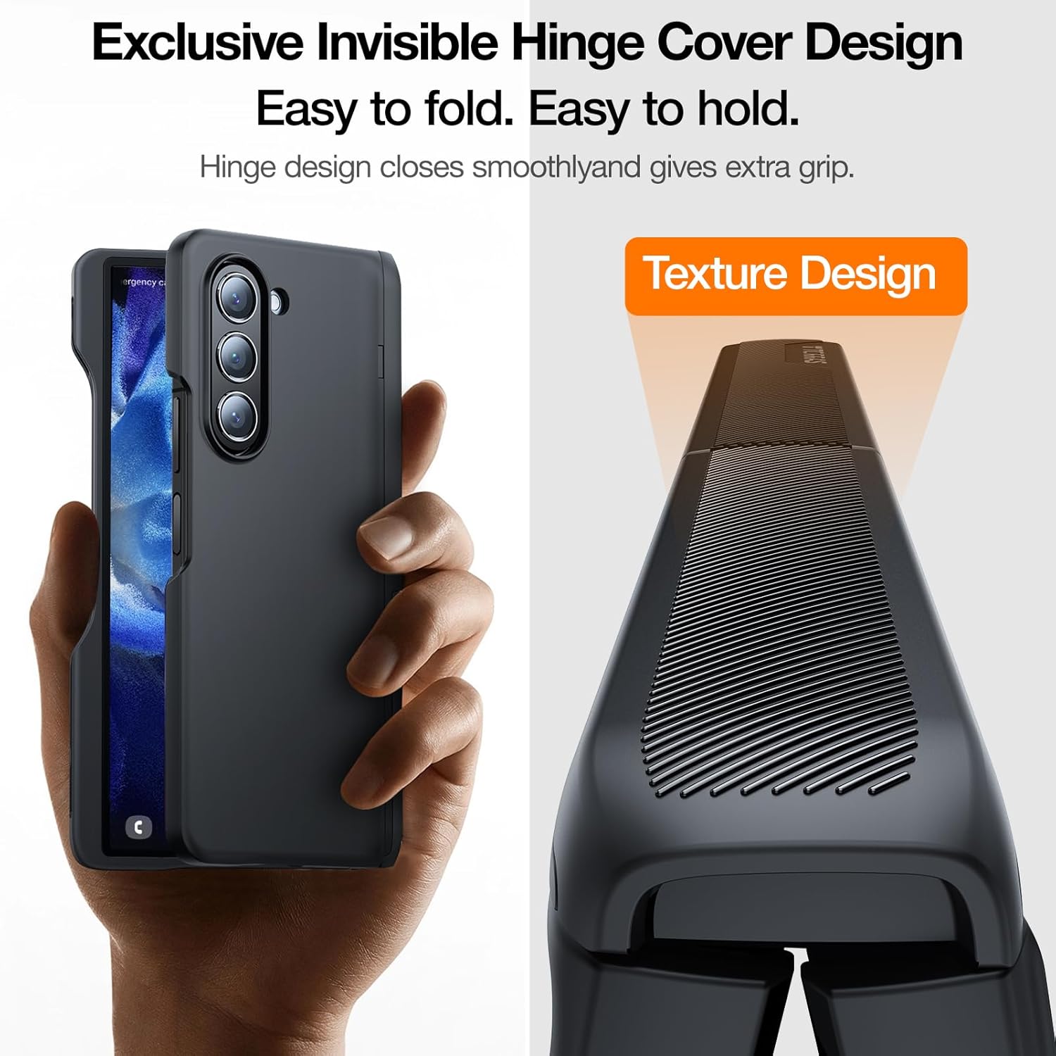 TORRAS Magnetic Armor Stand Samsung Galaxy Z Fold 6 Case, [MIL-Grade Hinge Protection] [Compatible with MagSafe] [Invisible Kickstand], Matte Hard Slim for Samsung Galaxy Z Fold 6 Case, Black