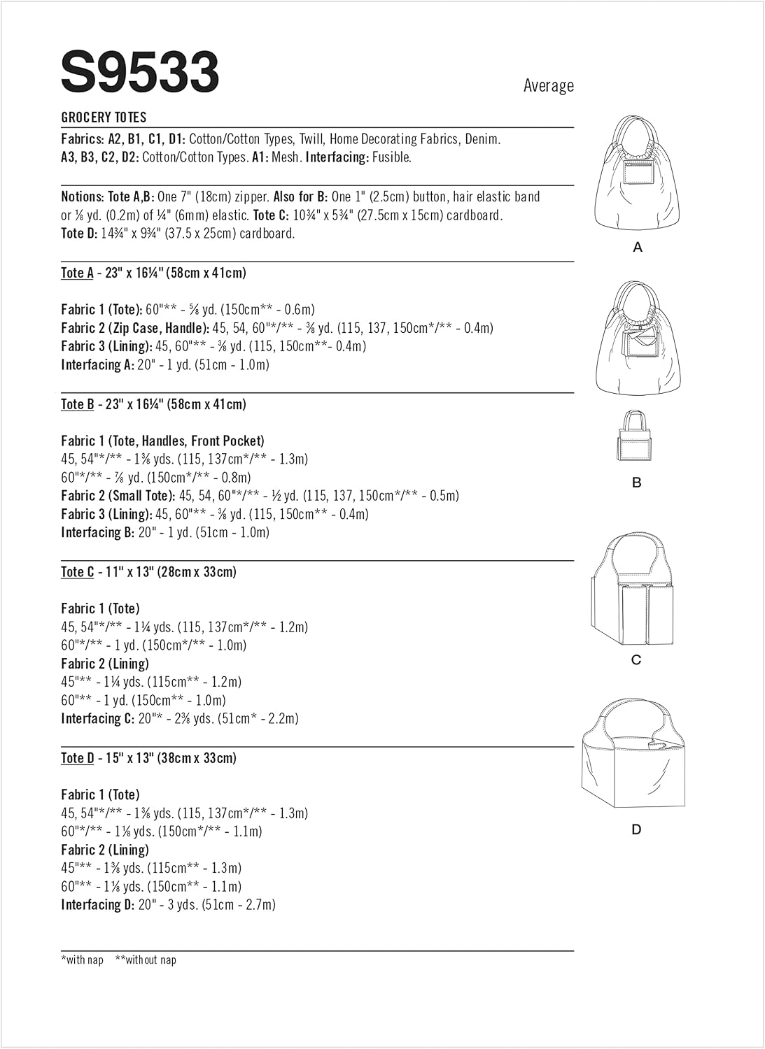 Simplicity SS9533OS Shoulder Tote Bag Sewing Pattern Kit, Code S9533, Three Sizes image 2